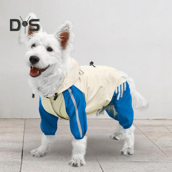 Dog Raincoat Waterproof Hooded Pet Rain Jacket Full Wrap Poncho with Reflective Strips And Leash Hole for Small Medium Dogs