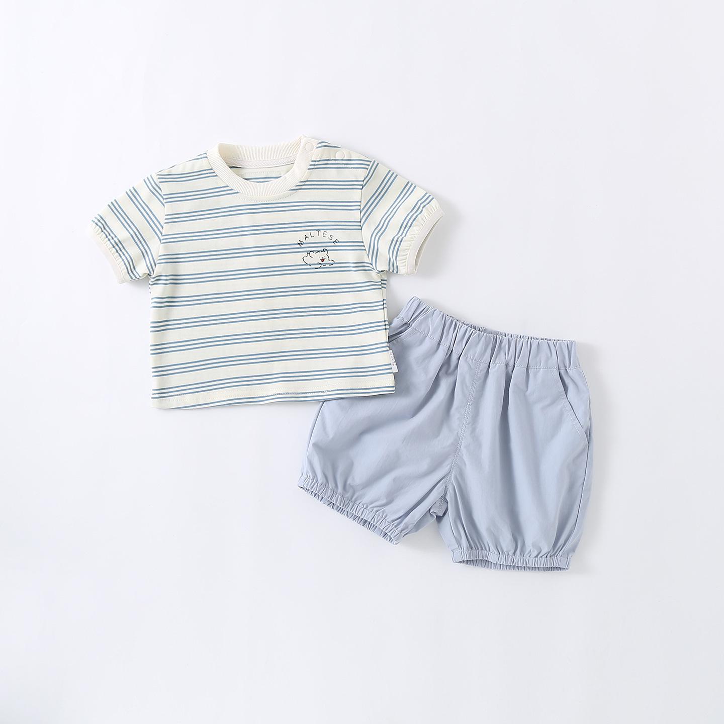Boys Stylish Striped Short-Sleeve Two-Piece Set - Summer 2026 Collection 90 cm синий