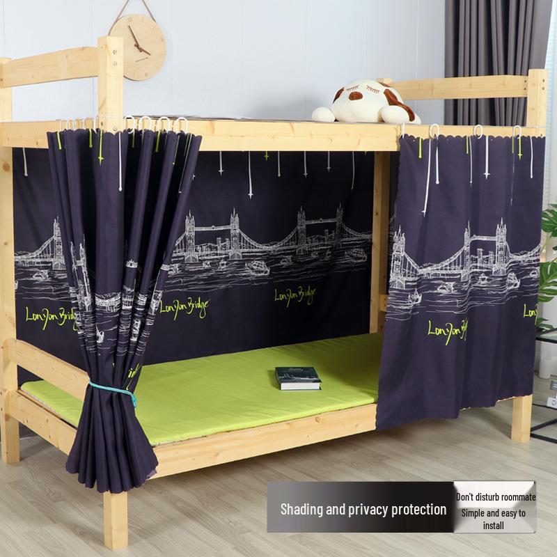 Student Bunk Bed Curtains, Light-Blocking & Windproof Privacy Canopy for Dorm Rooms