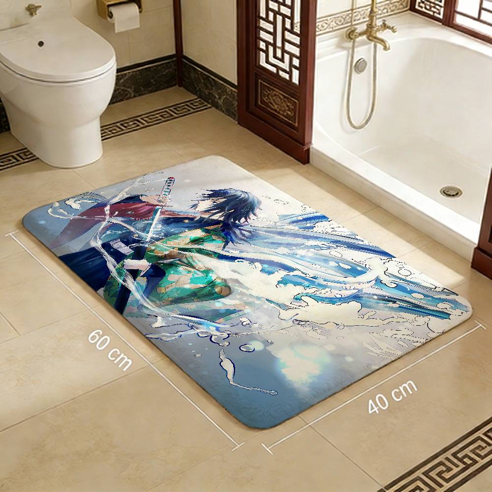 Anime Demon Slayer Bathroom Mat Kids Room Bedroom Decoration Balcony Anti-Slip Doormat Living Room Welcome Rug