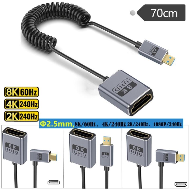2.1 version 8K60hz Cable Microed to Standard 48Gbps Fast Speed Dynamic Support 4K120Hz Coaxial Design Flexible Cord