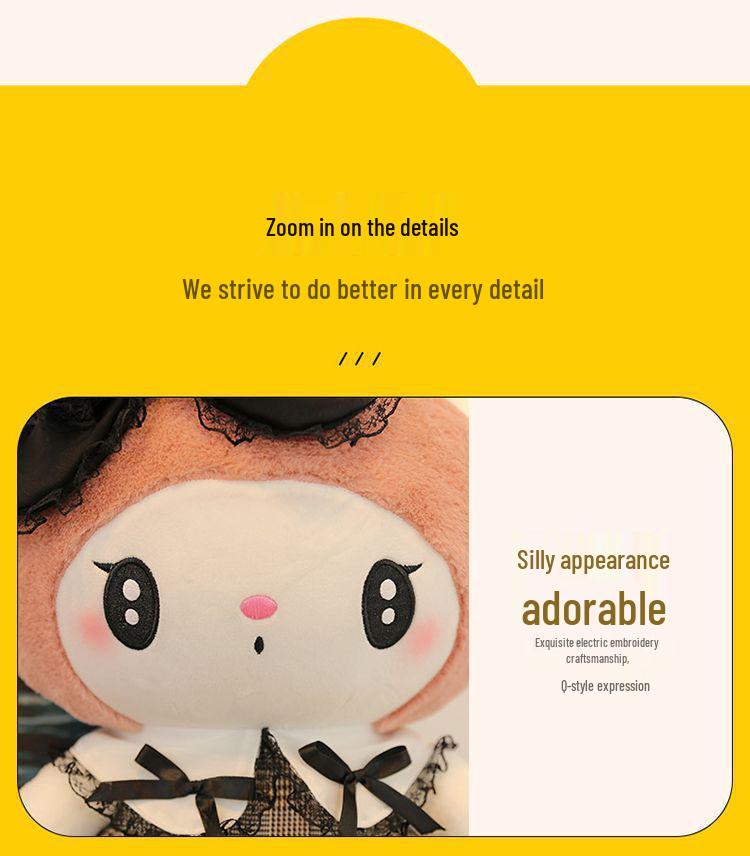 Customized My Melody Bowknot Dress Pillow & Dark Kuromi Plush Doll - Girl's Birthday Gift