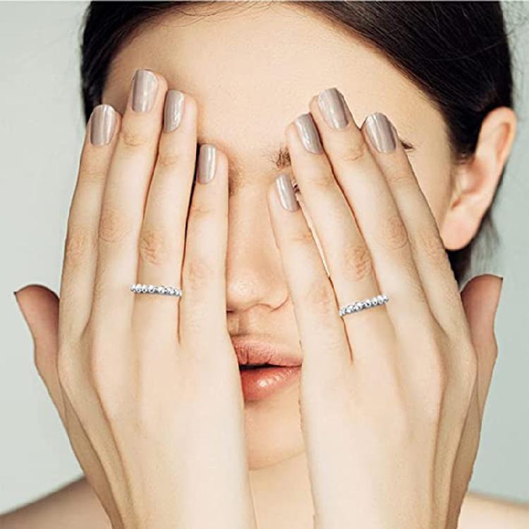 Damen Angstring Klappert Edelstahl Dekompressionsring Fidget Perlenring
