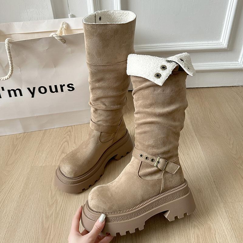 

Women s lightweight thick-soled winter warm one-step snow boots padded lining non-slip wear casual sports long cotton boots 40 хаки