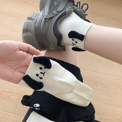 Calzini Autunnali da Donna Cartoni Animati Carini con Orecchie 3D: Calzini Corti Versatili, Assorbi-Sudore, Resistenti agli Odori, Realizzati in Cotone Senza Coste dello Xinjiang