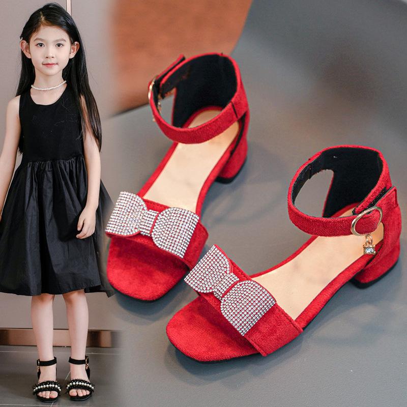 

Children s Shoes Girls Sandals Roman Shoes Summer 2025 New Korean Version of Princess Shoes Big Children Little Girls High Heels 27 Insole17cm червоний