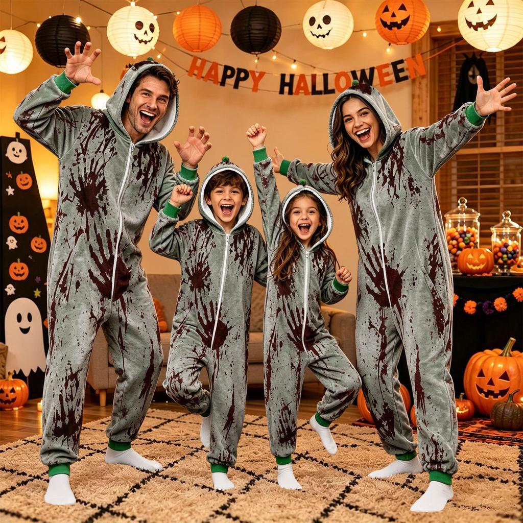 Unisex Halloween Print Hooded Outfit for Halloween Party