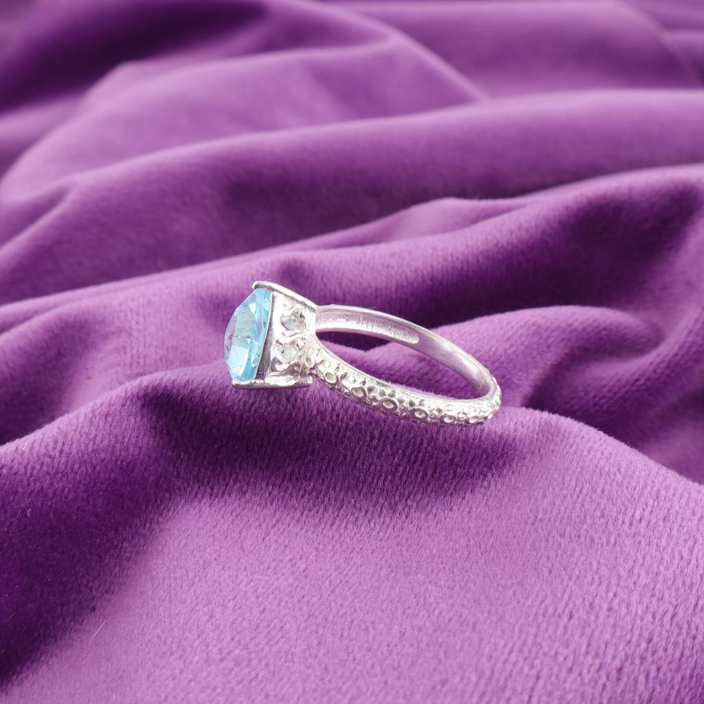 Sky Blue Topaz Gemstone 925 Sterling Silver Jewelry Handcrafted Fashionable Ring CZR-10-11