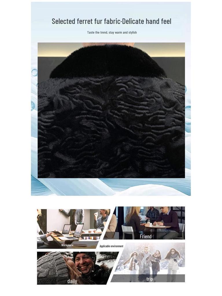 Men's European Winter Gold Sable Velvet Fur Lapel Jacket - Fashionable, Trendy, and Casual Outerwear