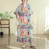 DIMANAF New 2026 Women Plus Size Summer Casual Maxi Long Dress Cotton Loose Oversize Floral Print Beach Sundress