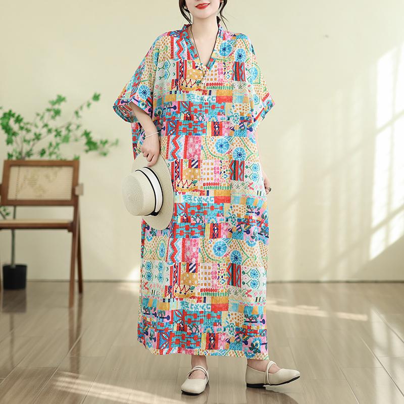 DIMANAF New 2026 Women Plus Size Summer Casual Maxi Long Dress Cotton Loose Oversize Floral Print Beach Sundress