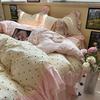 Korean Bedding Set Luxury Quilt Cover Pillowcase Flat Bed Sheet Skirt Fitted Sheet Girl Princess Ruffle Home Textile Christmas
