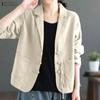 ZANZEA Women Casual Notched Lapel Loose Long Sleeve Thin Cardigan Blouse