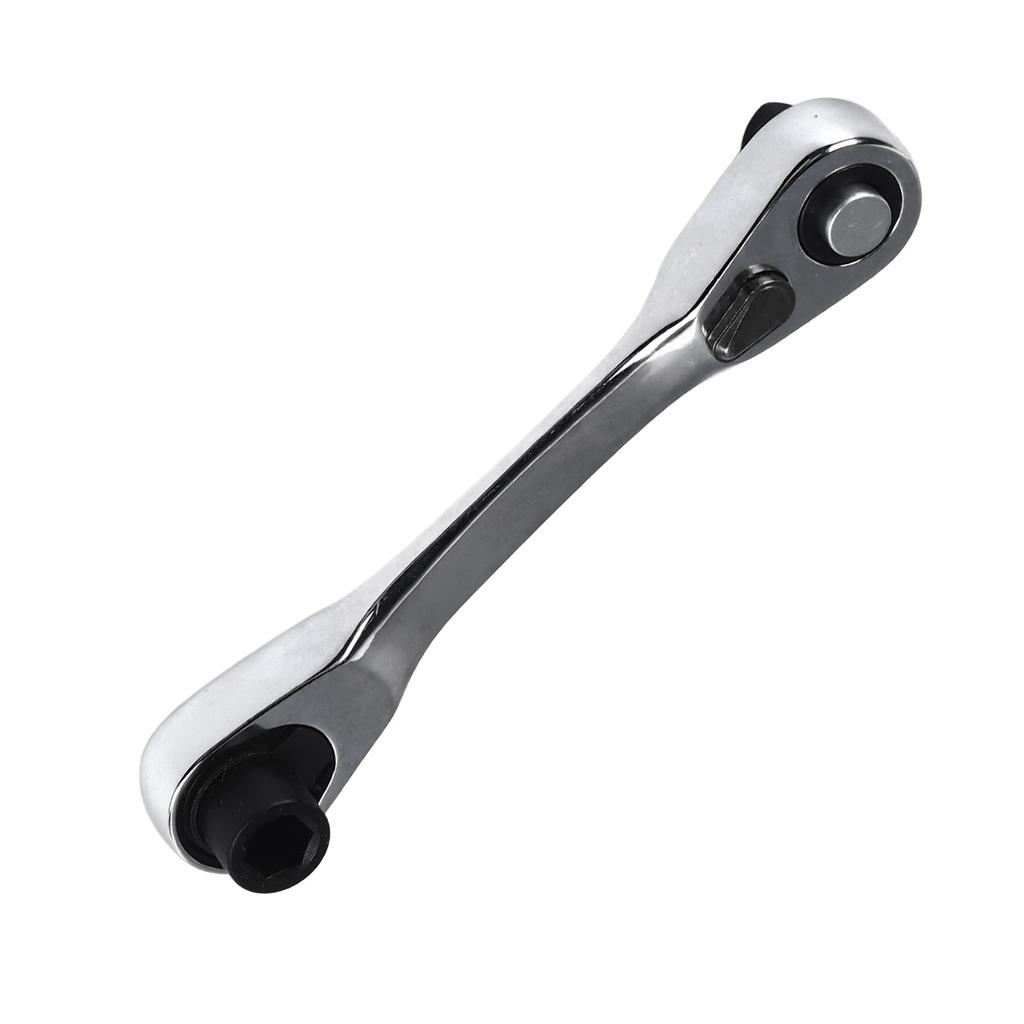 1 4 Inch Mini Double Headed Ratchet Wrench High Strength Metal 72 Tooth Drive Socket and Screwdriver Bit