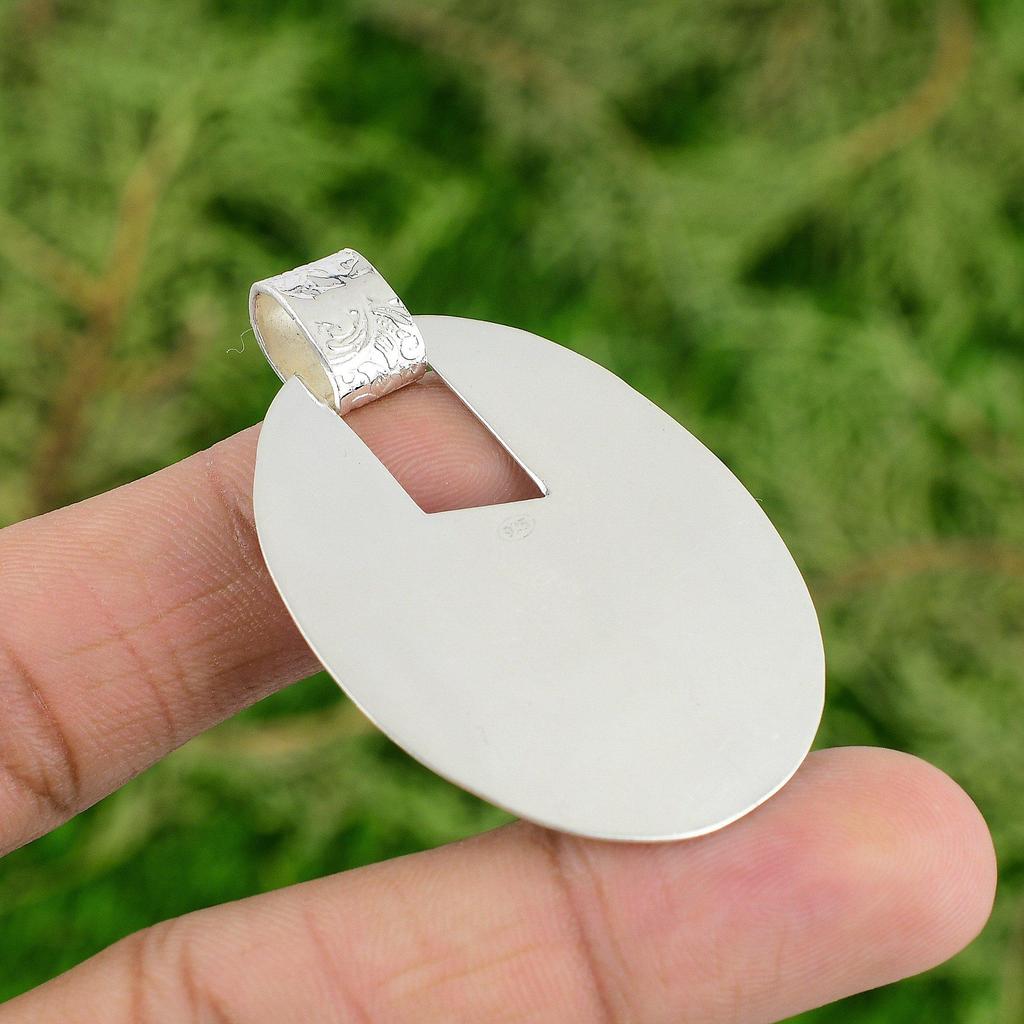 Daughters Day Deal Natural Chrysoprase Rough 925 Silver Wife Anniversary Pendant