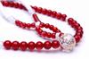 Made In Japan, Soka Gakkai Prayer Beads, New Member Gift, 3-piece Set for Women, Pink with Rabbit and Cat's Eye Red Cherry Blossom Pattern.