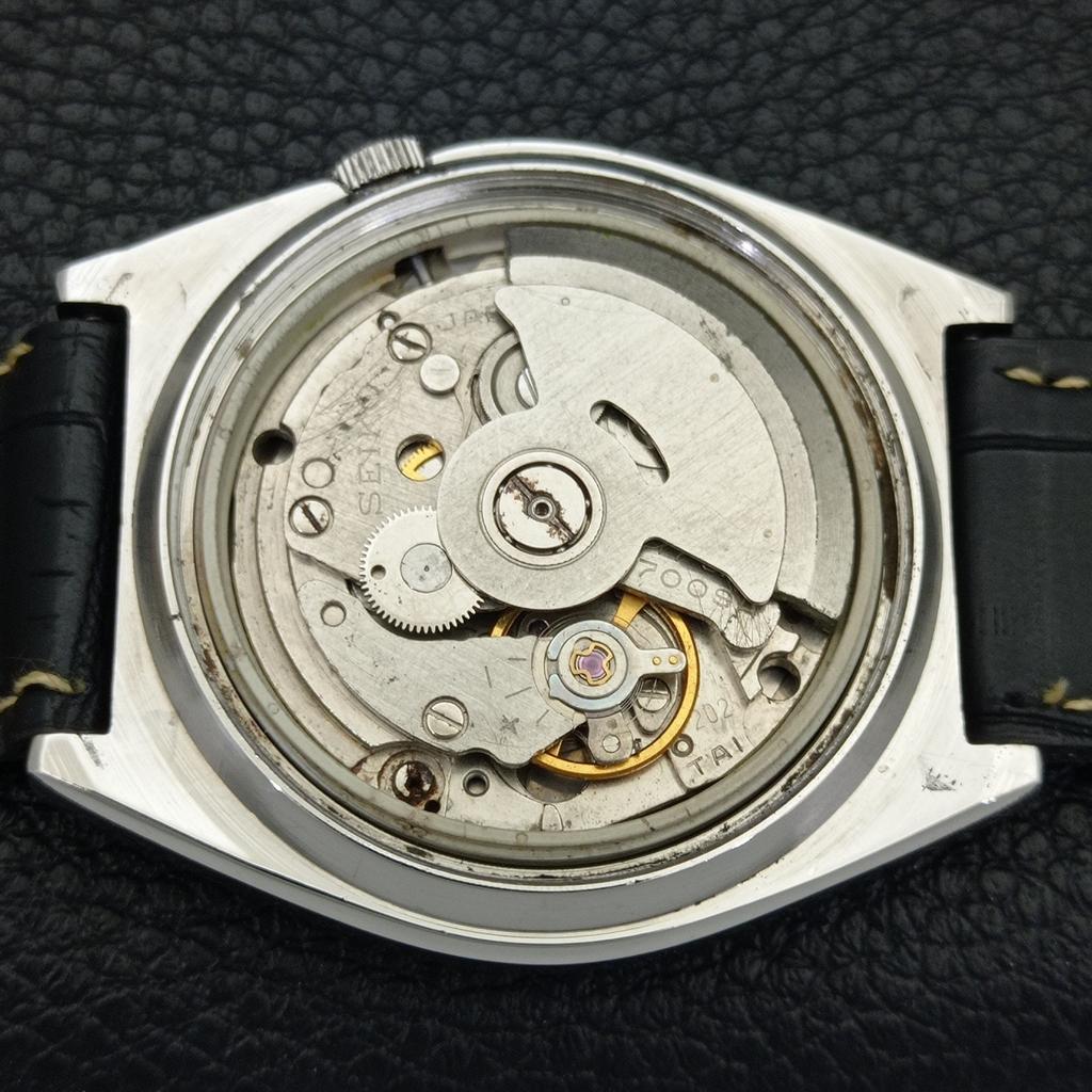 JAPAN VINTAGE SEIKO ACTUS AUTOMATIC 7009A MENS BLACK COLOR DIAL WATCH A702346-5 R124-a702346