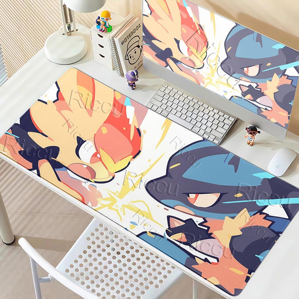 Mouse Pads Kawaii Anime Pokemon Lucario Pattern Carpet Computer Laptop Keyboard Professional Mats Office Gaming Accessories Rug