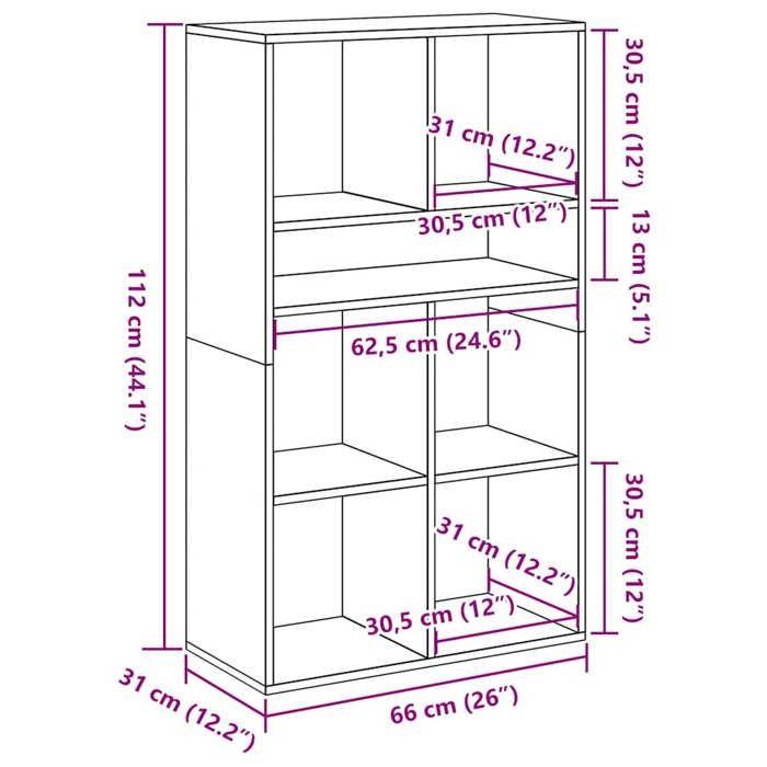 VidaXL Bibliothèque chêne marron 66x31x112 cm bois d'ingénierie, armoire de rangement, étagère de rangement, unité de 860307