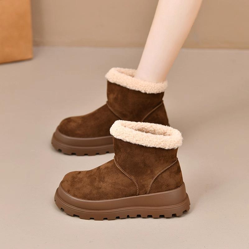 Thick-soled snow boots women's 2025 new winter velvet women's shoes warm fluffy short boots non-slip Birkencotton boots