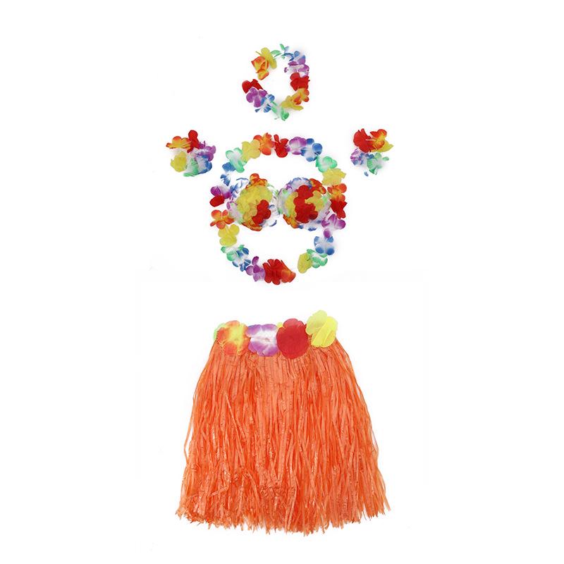 Children's Hawaiian Grass Skirt Costume Set - 6 Pieces, 40cm