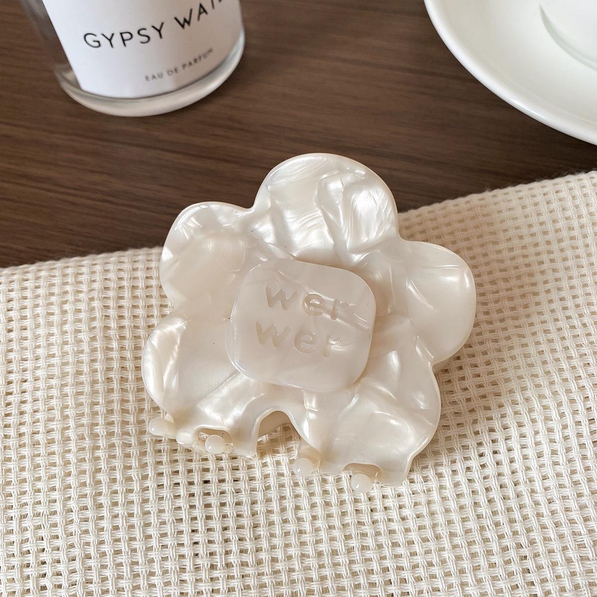

Korean Style Large Acetate Flower Hair Clip - Letter Claw for Bun, Ponytail, or Back-of-Head Style