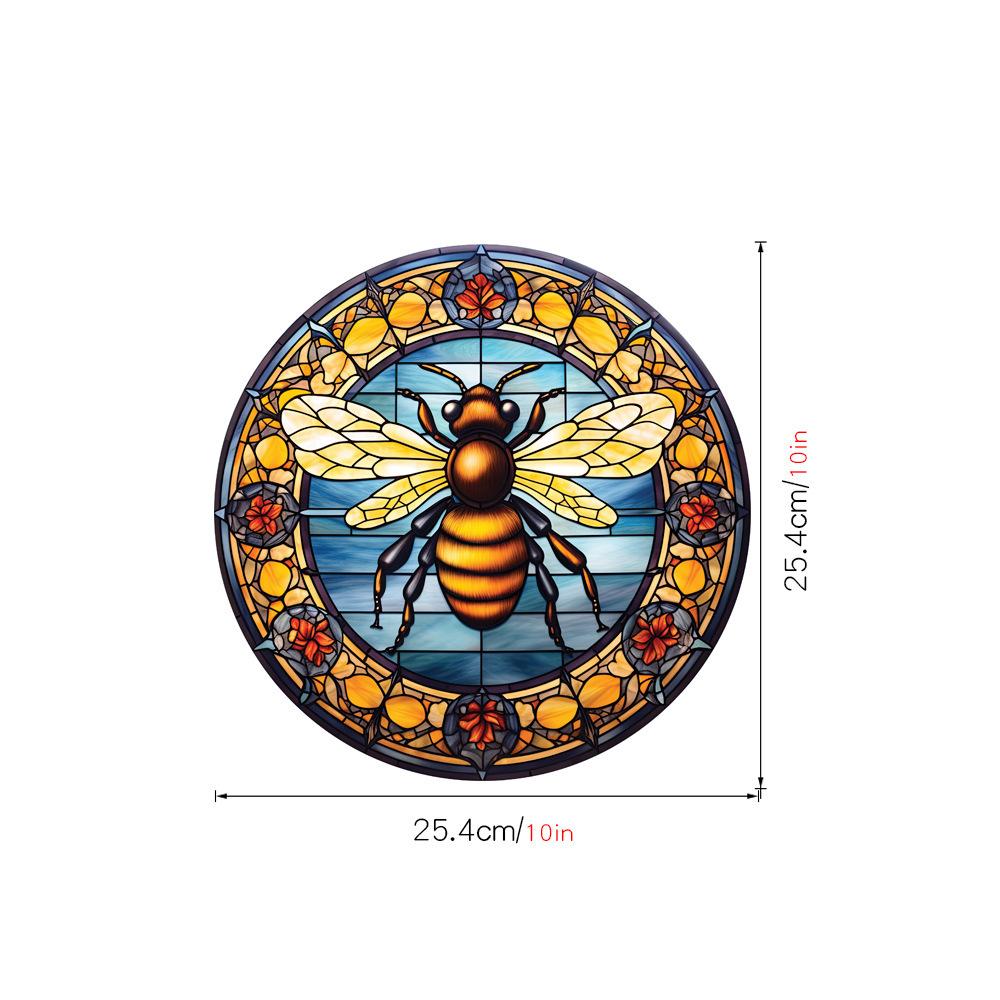 Retro Colorful Hummingbird Iris Window Glass Electrostatic Sticker Detachable Decorative Film Home Decoration
