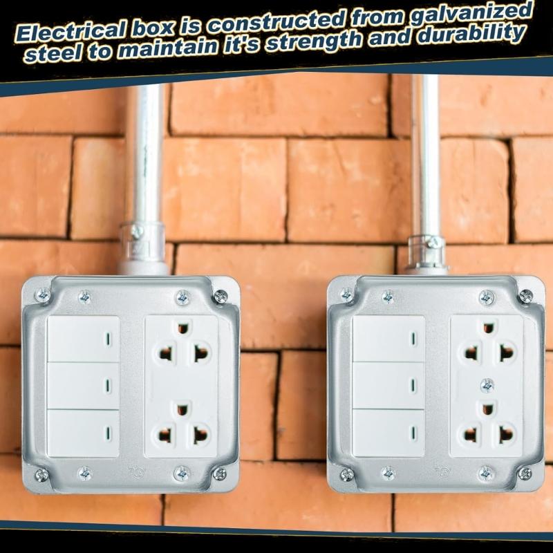 2Pieces Metal Electrical Outlet Covers 4x4Inch Zinc Alloy GFCI Box Plates for Indoor Wiring Safety and Aesthetic Designs