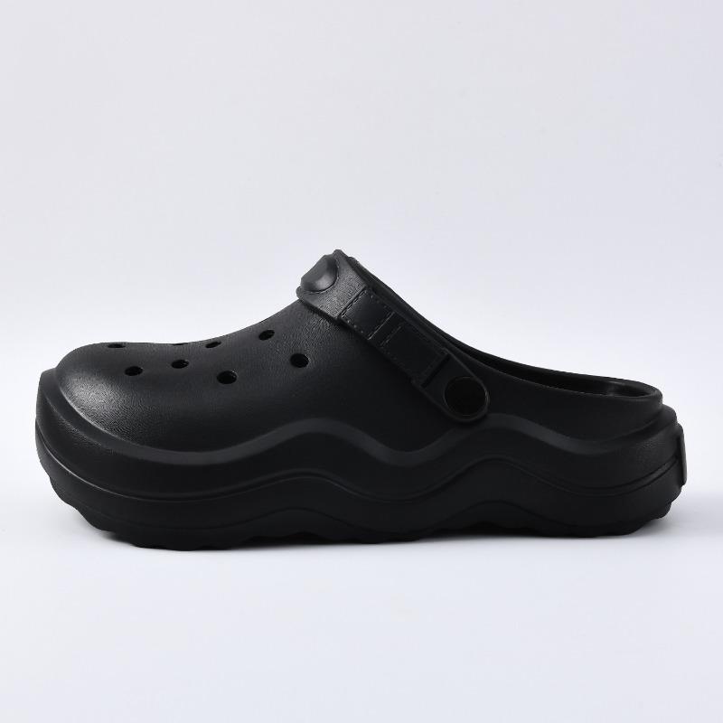 Hole shoes men's summer new bag head half slippers thick sole height increase couple wear non-slip beach shoes