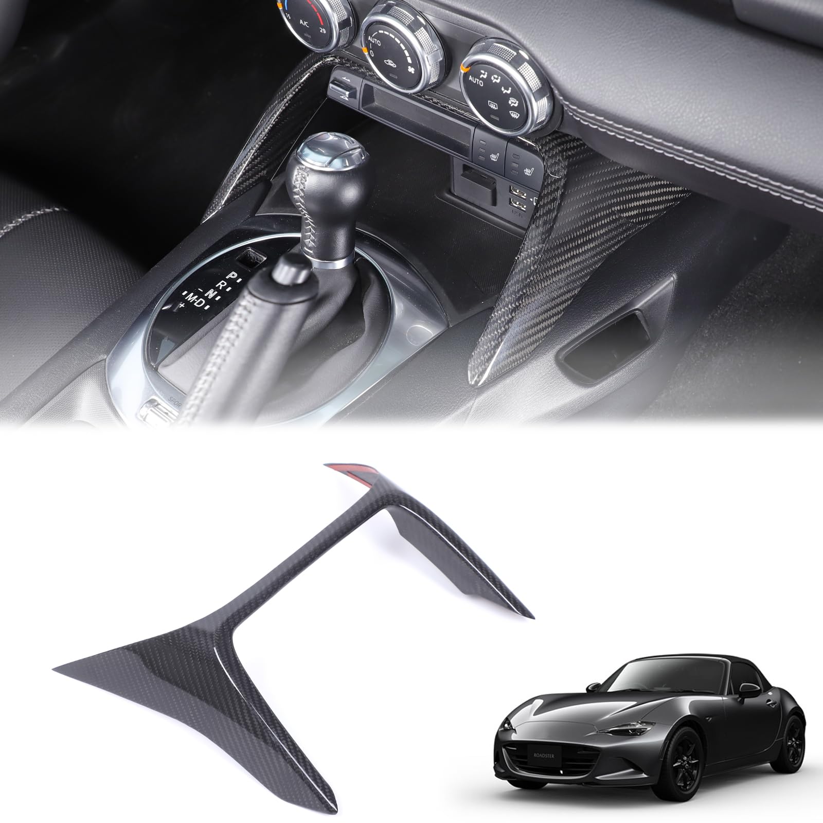 

Hcilloend Накладка на консоль из углеродного волокна, боковая накладка на центральную консоль для нового Mazda Roadster, легко устанавливаемый декоративный элемент интерьера, настраиваемые автомобильные аксессуары, панель, панель, (Северная Дакота