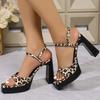 Fashion Sexy Leopard Print Open Toe Sandals Women Fashion Back Strap Square Toe Sandal Ladies Summer 2025 Non-Slip Wedding Sandals Mujer