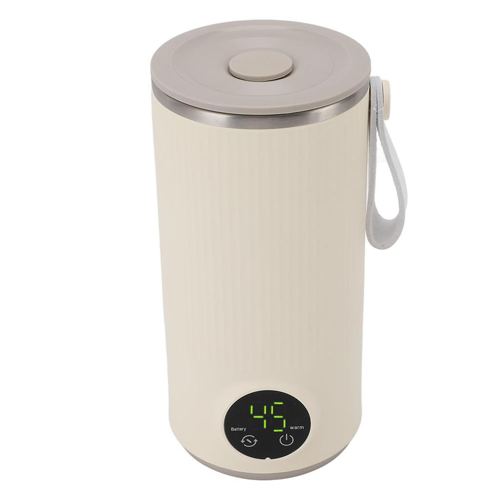 Tragbarer Milchwärmer und Mixer, Elektrischer Milchschaumer, Schnelles Aufheizen, Automatische Abschaltung, Integrierter rotierender Rührer, für Kaffee-Milch, Kabellos, 400 ml, Warm