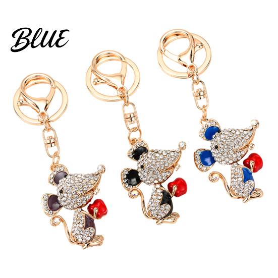 Enamel Rat Charm with Key Ring Cute Mouse Keychain Sparkling