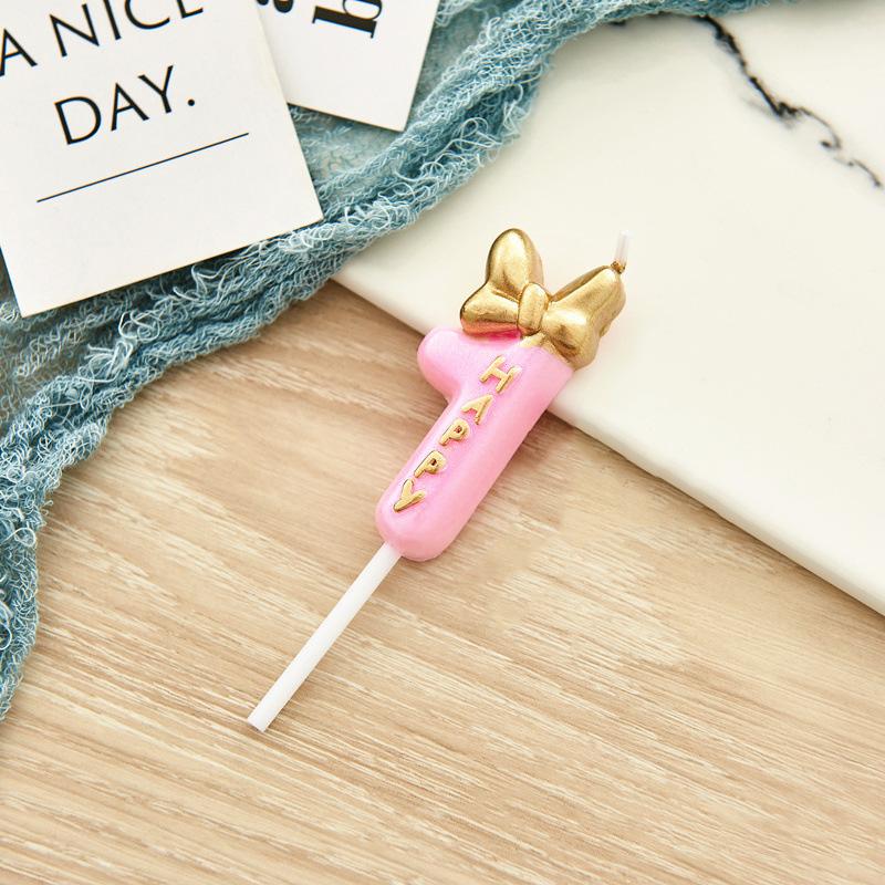 1PC Digital Birthday Wedding Party Cupcake Decor Bowknot Princess Number Candles Cute