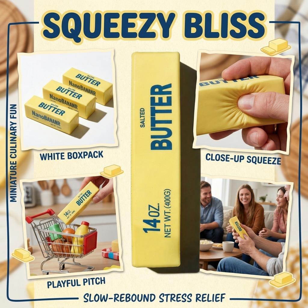 Squeezy Soft Simulation Butter Stick Toy 24 5cm Long Foam Stress Relief Squeeze Toy Boxed Packaging