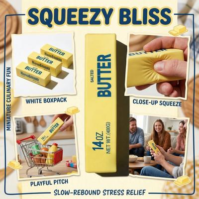 Squeezy Soft Simulation Butter Stick Toy 24 5cm Long Foam Stress Relief Squeeze Toy Boxed Packaging