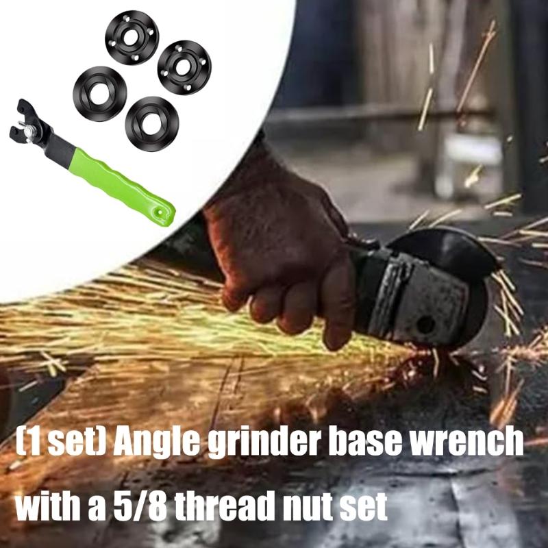 Angle Grinder Flange Wrench Set With 5/8 Thread Adjustable Spanner Wrench Steel Tool For Grinding Disc Replacement
