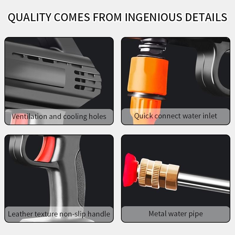 Přenosná 48V vodní pistole na mytí aut, akumulátorová 9000mAh 15000 ot./min., vysokotlaká lithiová baterie, čerpadlo, automatická myčka