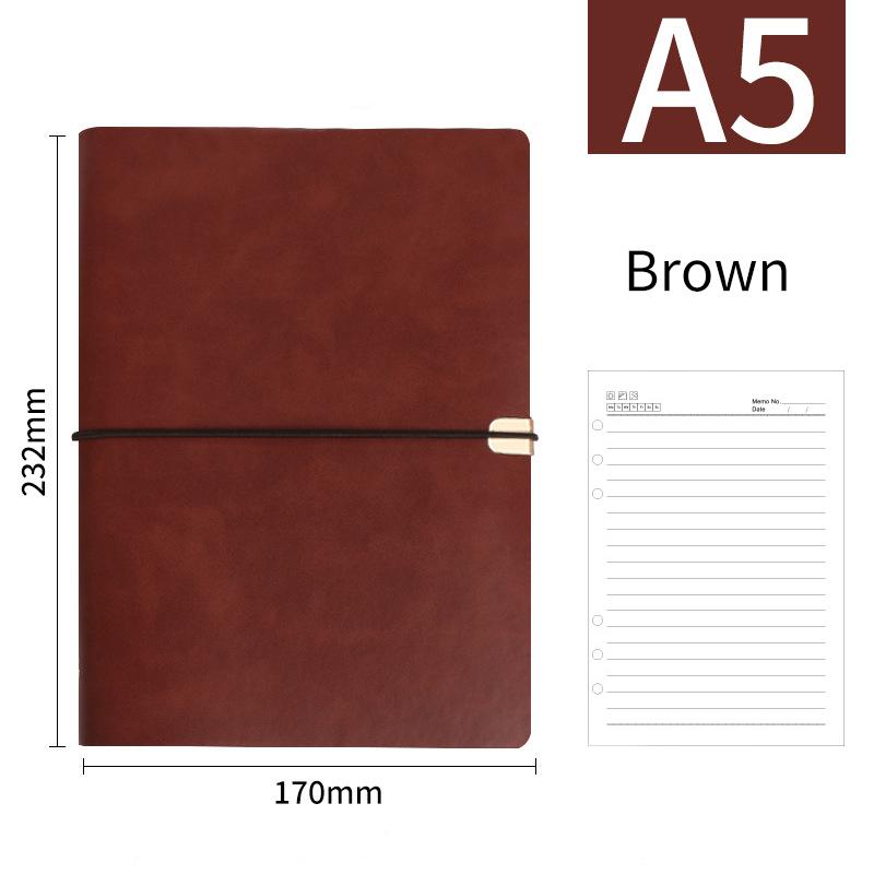 A5 B5 Business Leather Journal Notebooks 6 Ring Binder Planner with 100 Sheets  Blank Printed Loose-leaf Diary Notebook