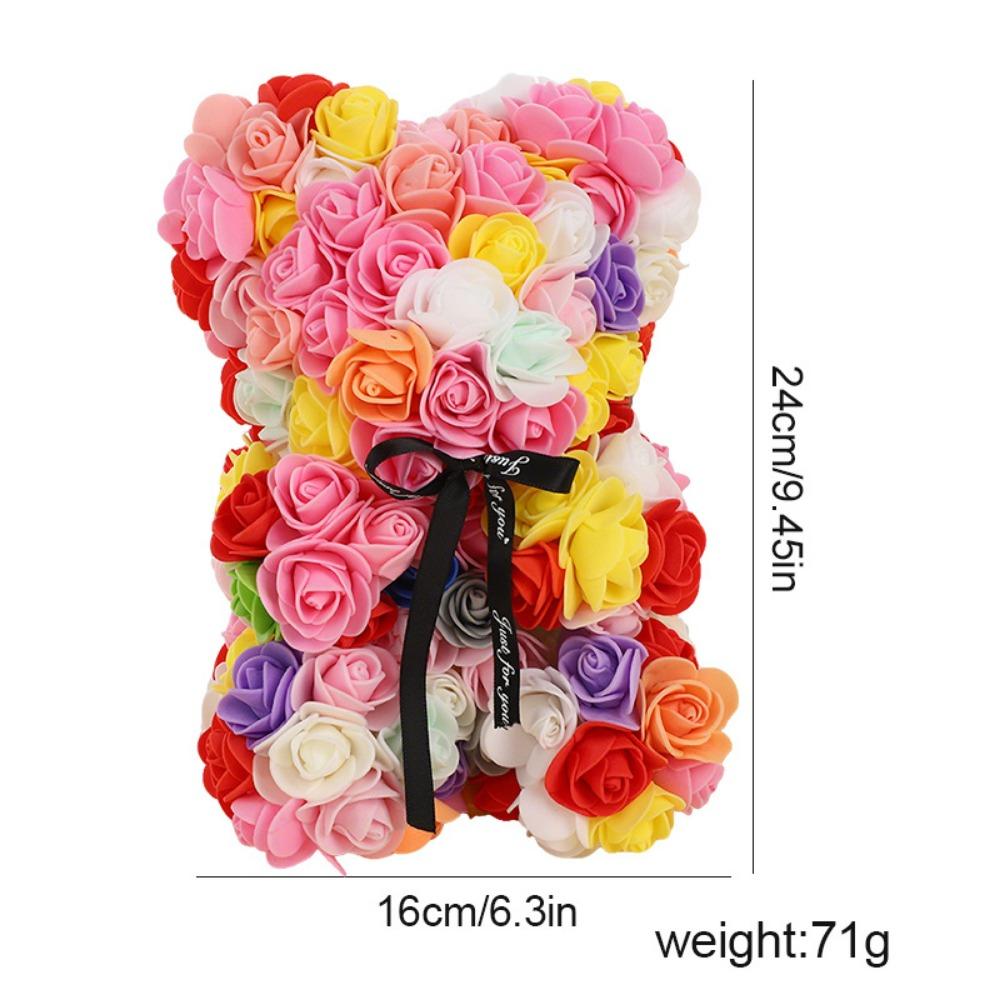 16*24cm Künstlicher Teddy-Rosenbär Mehrfarbig Romantisches Valentinstagsgeschenk Blumenbär Muttertags-Ewiger Blumenbär