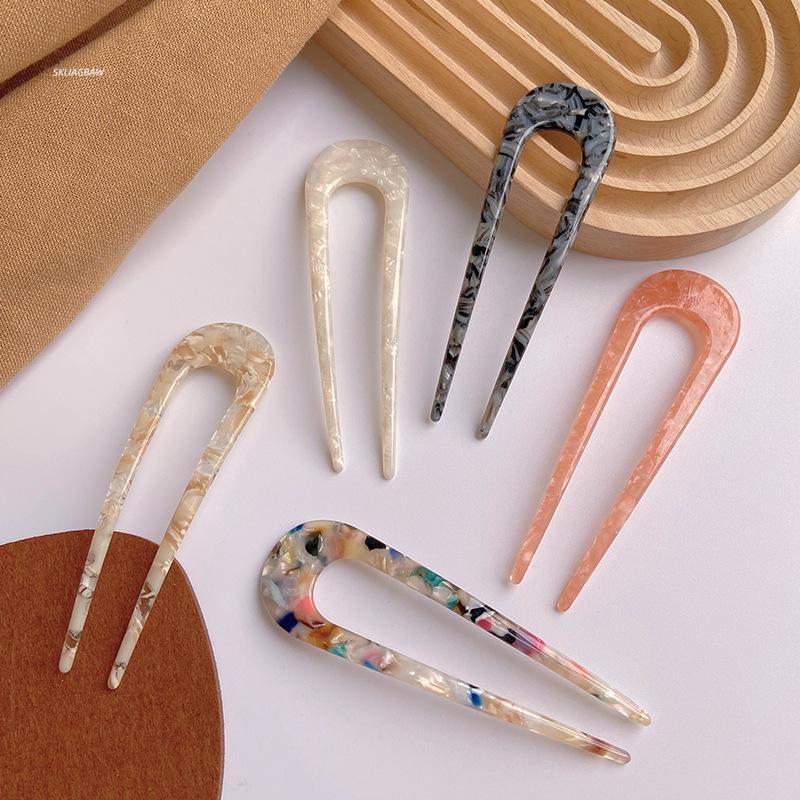 2 szt./partia Koreańskie patyczki do włosów Damska spinka do włosów Eleganckie Kolorowe Tekstura Leoparda Acetatowe patyczki do włosów Dziewczęca spinka do włosów Akcesoria do włosów