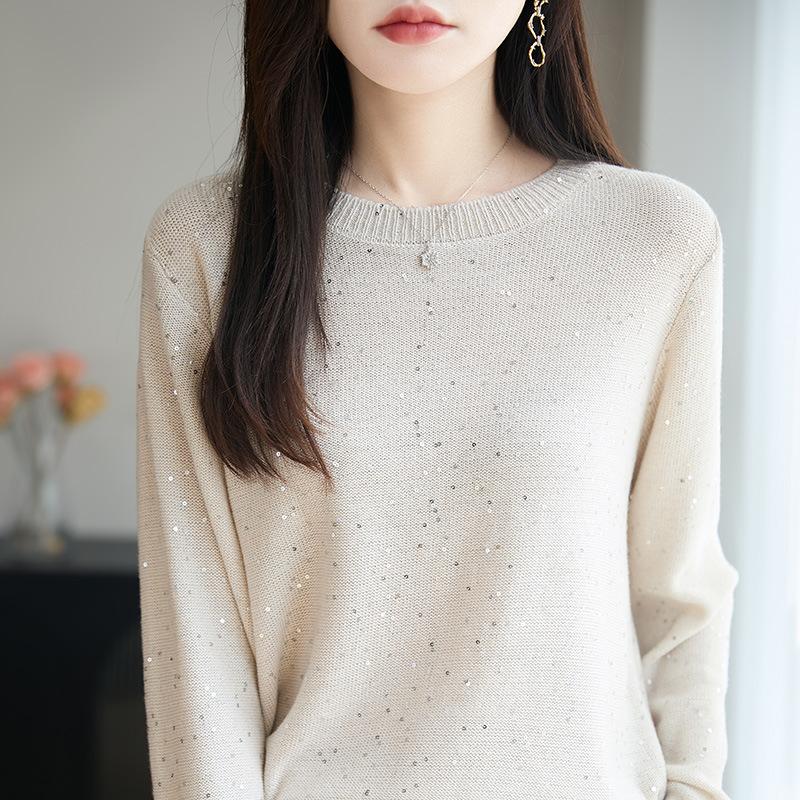 New Loose-Fit, Slimming Base-Layer Sweater, Long-Sleeve Knit Top CLE