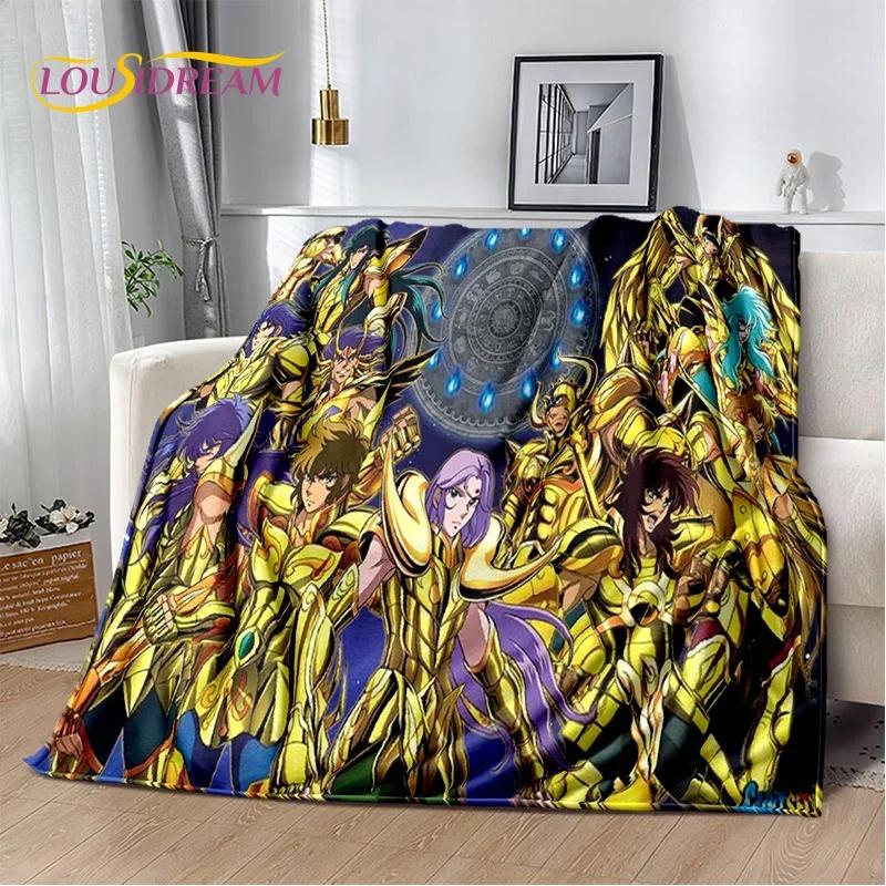 Cartoon Saint Seiya 3D Retro Soft Flannel Blanket for Beds Bedroom Sofa Picnic,Throw Blanket for Cover Outdoor Leisure Nap Gift