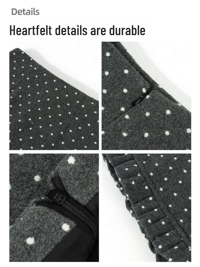 Women's Lace Polka Dot Ruffle Skirt - Spring 2026 Miu-Style Woolen A-Line Short Skirt