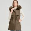 Fashion Winter Coat Female Long Parkas Hooded Faux Fur Collar Detachable Sleeves Loose Thick Warm Women's Jackets