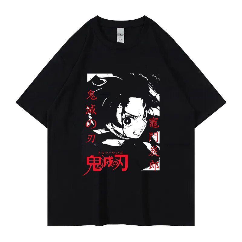 Anime Ghost Destroyer Blade Tanujiro Same Retro Short Sleeve Crew Neck Printed Men's and Women's Couples T-Shirt Summer