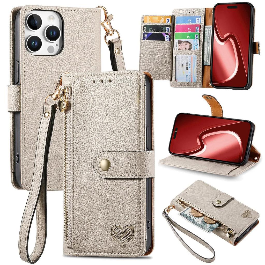Crossbody Lanyard Wrist Strap Wallet with Card Holder Kickstand Phone Case for iPhone 16 15 Pro Max Plus Protective Cover