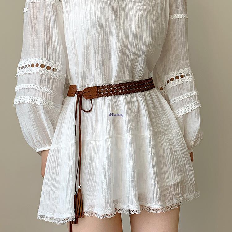 Desert Northwest Ethnic Style Leather Belt: Women's Retro Wide Waist Accessory for Dresses