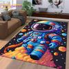 Astronaut Traum Universum Raumfahrer 3D Weltraum Cartoon Teppich für Wohnzimmer Schlafzimmer Dekoration, Rutschfest für Sofa Fußmatte Kinder