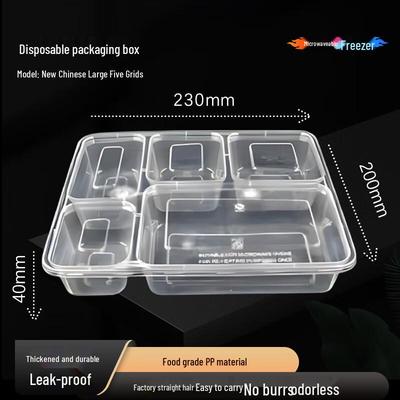 Disposable 5-Compartment Microwaveable Meal Prep Containers